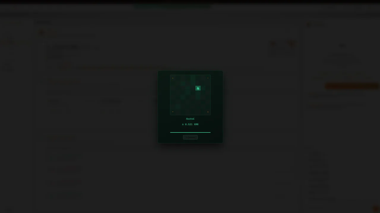Received 0.521 XMR notification