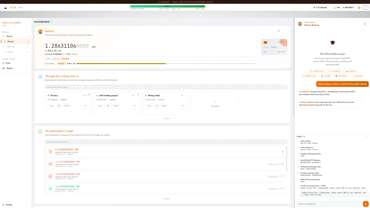 Dashboard balance after the swap