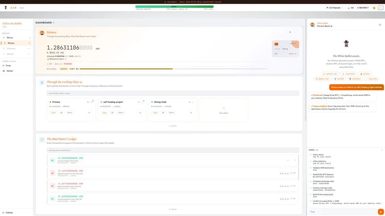 Dashboard ledger with the new incoming transaction